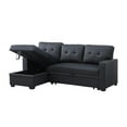 thumbnail image 4 of Devion Furniture Faux Leather Reversible Sleeper Sectional Sofa-Black, 4 of 16