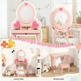 thumbnail image 5 of TLSUNNY Kids Vanity Table and Chair Set, Toddler Pretend Play Dressing Makeup Table with 8 Pcs Accessories, Princess Wooden Toys for Little Girls, 5 of 8