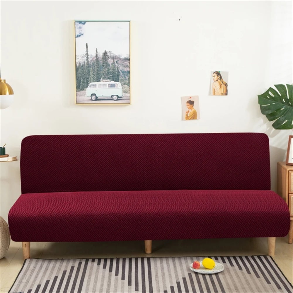 Jacquard Sofa Bed Cover Armless Sofa Cover For Living Room Plaid Straight Sofa Cover Slipcover Futon Cover For Home