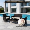 thumbnail image 5 of 4-Piece Patio Furniture Set, Wicker Rattan Outdoor Conversation Set with Loveseat, 2 Chairs & Glass Coffee Table, Cushioned Seating for Backyard, Balcony, Porch, 5 of 28