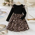 thumbnail image 2 of BOBOGOJP Kids Girls Rib Knit Long Sleeve Bodice Leopard Print Princess Party Dress Autumn Winter Dress Age 7-12 Years Black for Size 10 Years, 2 of 4