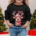 thumbnail image 2 of Byoo Toddler Girls Christmas Sweatshirt Xmas Cartoon Reindeer Print Crew Neck Pullover Top, 2 of 4