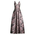 thumbnail image 4 of Aidan Mattox V-Neck Sleeveless Box Pleat Zipper Back Embroidered Jacquard Dress-PINK GREEN MULTI / 0, 4 of 4