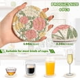 thumbnail image 3 of Haosy Set of 6 Drink Woven Coaster with Holder Heat Resistant Non-Slip Bar Coasters 4 Inches Pastel Pink Yellow Cream Peonie, 3 of 7