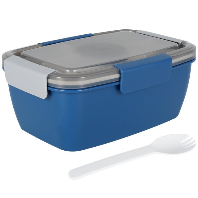 Contenedor de almuerzo para ensaladas 2L Gran capacidad Fiambrera para ensaladas sin BPA con bandeja de 4 compartimentos Ensaladera portátil a prueba de fugas con tenedor para la escuela Oficina Campi
