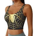 thumbnail image 2 of Fotbe Gold Spider On The Web Sujetador Deportivo Largo sin Aros para Mujer con Almohadillas y Soporte Medio, Transpirable y Absorbente, Camiseta Tipo Chaleco o Tank Top-Large, 2 of 8