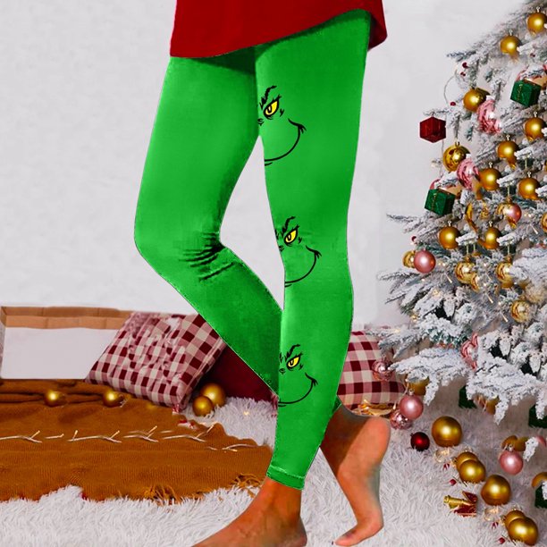 MKLEKYY Leggings deportivos para mujer, pantalones casuales para mujer con divertidos leggings estampados navideños, pantalones deportivos de yoga