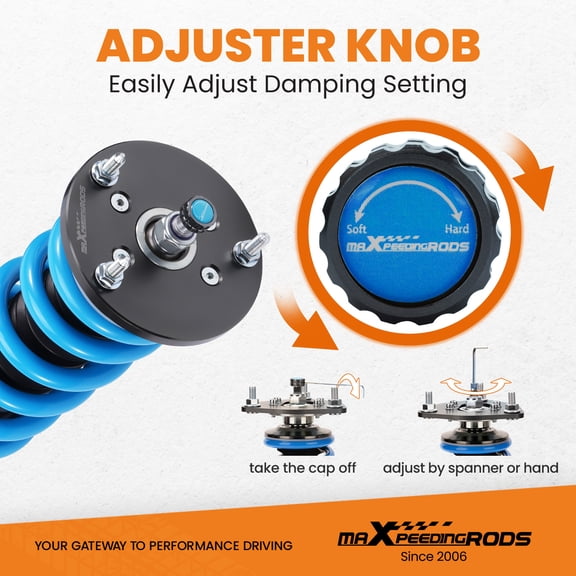 maXpeedingrods Coilover for Dodge Charger RWD 2011-2022, for Chrysler 300 RWD 2011-2022, 24 Levels Damper Adjustable Coilovers Suspension Kit, Height Adjustable T6 Upgraded Lowering Kits Blue