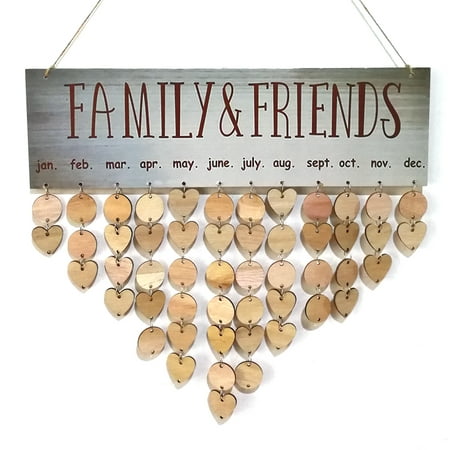 DIY Wood Family Friends Birthday Reminder Special Dates Planner Board Wooden Calendar Home Hanging Decor Gift Style