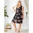 thumbnail image 2 of FEREMO Women's Plus Size Sleep Dress with V-Neck and Ruffled Waist Printed Solid Stylish Sleepwear Sleep Shirts Nightdress, 2 of 5