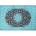 thumbnail image 1 of Ahgly Company Indoor Rectangle Medallion Light Blue Traditional Area Rugs, 2' x 3', 1 of 4