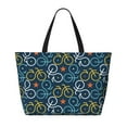 thumbnail image 2 of Fuzoiu Bicycle Colorful Print Waterproof Beach Tote Bag for Women Girls with Zipper,Sandproof Pool Swim Bag,Large Capacity Beach Travel Bag for Pool Swim Travel Everyday, 2 of 7