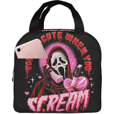 

Ghost-face，Hallowmas Reusable Lunch Bags Halloween Horrors Movies Blanket Screams Ghost-Face Lunch Bag Lunch Box Insulated Reusable Zipper Portable Tote Bag For Office Work Picnic Travel Lunch Bag