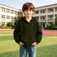 thumbnail image 4 of Cethrio Boys Zip up Hoodies, Long Sleeve Fleece-lined Outdoor Casual Fall Outerwear with Pockets Army Green Size 15-16 T, 4 of 6