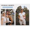 thumbnail image 4 of Women's Summer Cotton Linen Short Overalls Casual Bib Shortalls Rompers with Pockets, 4 of 7