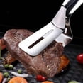 thumbnail image 7 of 10" Stainless Steel Grill Clamp Spatula, 2026 New Double-Sided Spatula Tongs with Serrated Edge, Anti-Scald Handle for Kitchen Stoves, Grill Grates, Griddle Tops & Campfire Rings,Gold, 7 of 7
