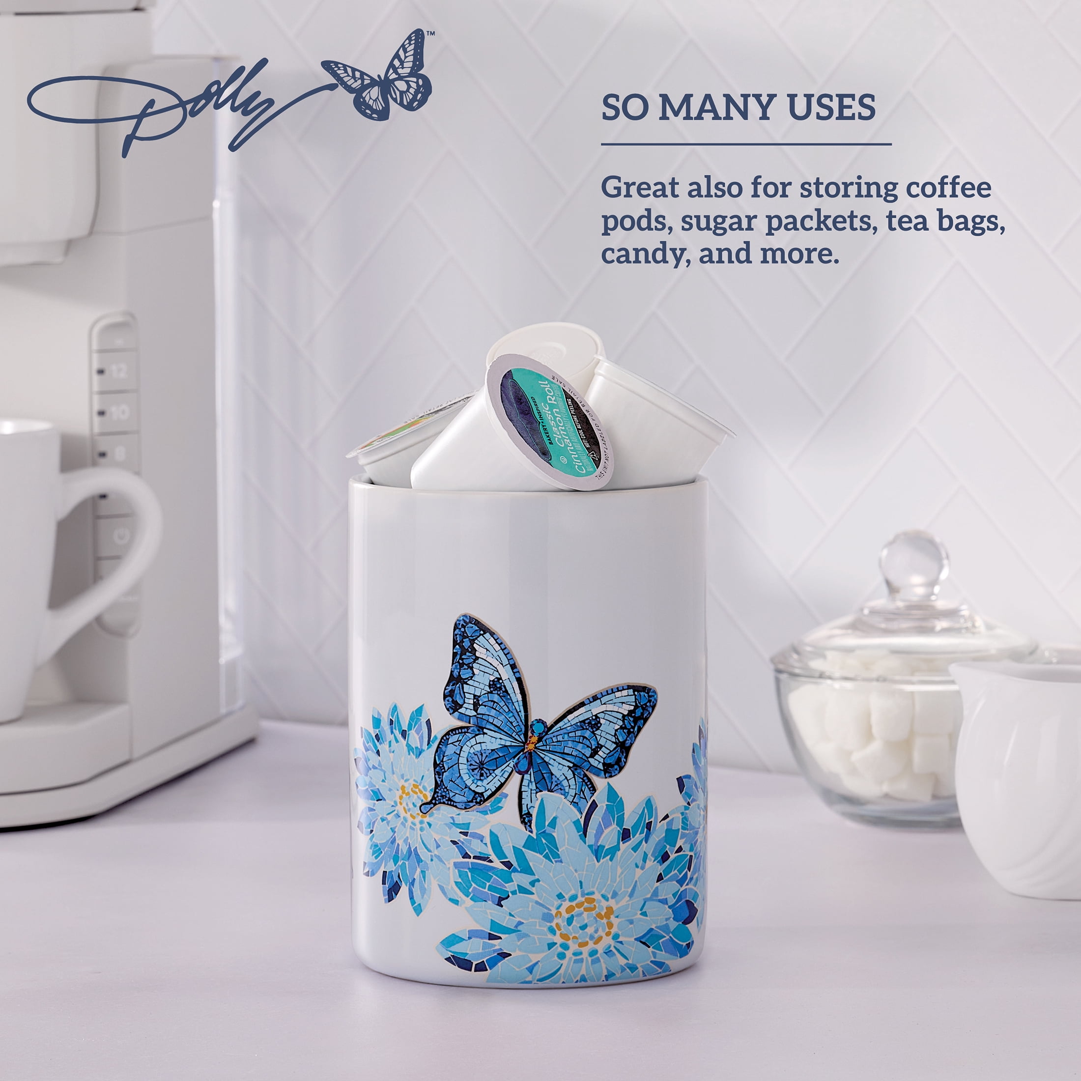 Dolly Parton Stoneware 4.5" x 4.5" x 6" Crock, Butterfly