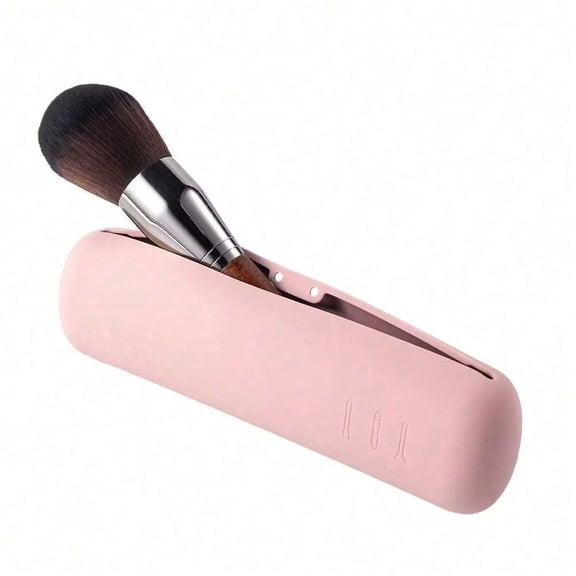 Silicone Makeup Brush Holder Travel Case Magnetic Closure Cosmetic Organizer Bag Pink