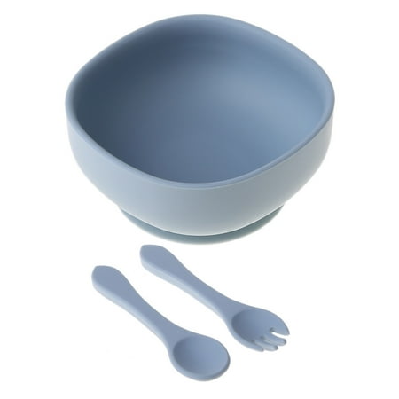 

Baby Feeding Bowl Spoon Fork Set Anti Slip Silicone Suction Divided Plate Tray Utensil BPA-Free Training Dish Tableware