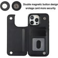 thumbnail image 4 of HCTian Wallet Case Compatible with iPhone 15 6.1" - Lattice Leather Case Card Slot RFID Blocking Kickstand Magnetic Button Shockproof Stand Cash Pocket Cover for iPhone 15 6.1", 4 of 7