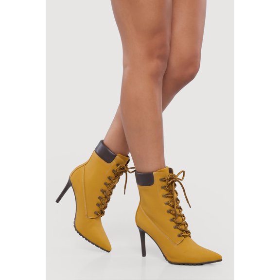 Women's Pointed Toe Lace Up Stiletto Booties