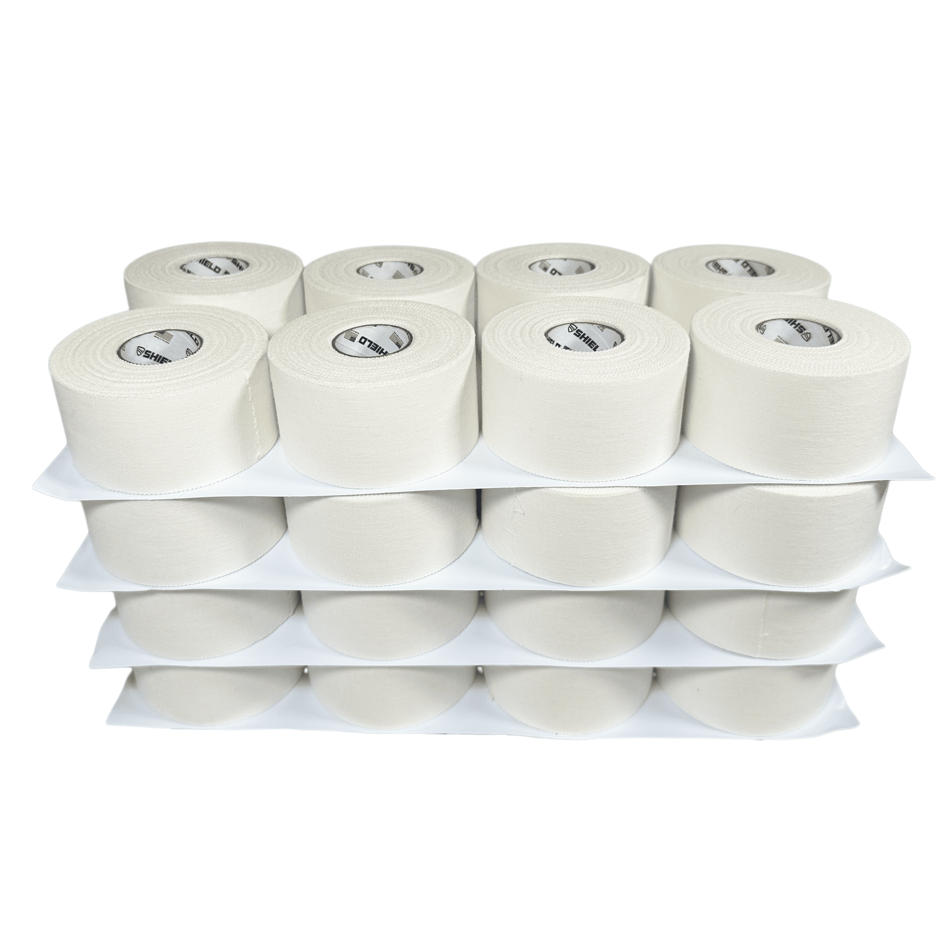 Shield Fitness Athletic Tape Case - 1.5"x 45', Made in USA | 32 Roll White Bulk Pack