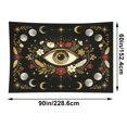 thumbnail image 2 of Boho Evil Eye Moon Phase Floral Feather Tapestry, Black Vintage Celestial Star Botanical Wall Hanging, Witchy Mystic Aesthetic Bedroom Dorm Wall Decor Tapestries, 60"×90", 2 of 6