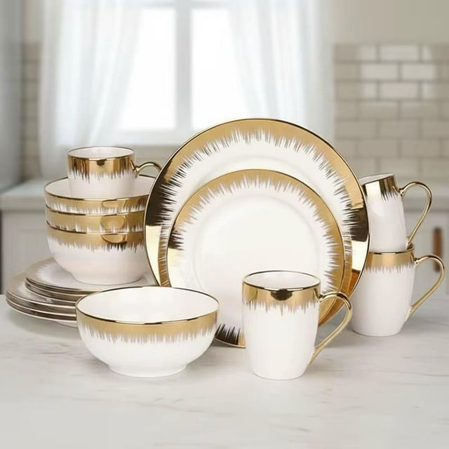Vajilla Blanca Con Dorado Vascella Para 6 Personas 24pz Blanco Gold