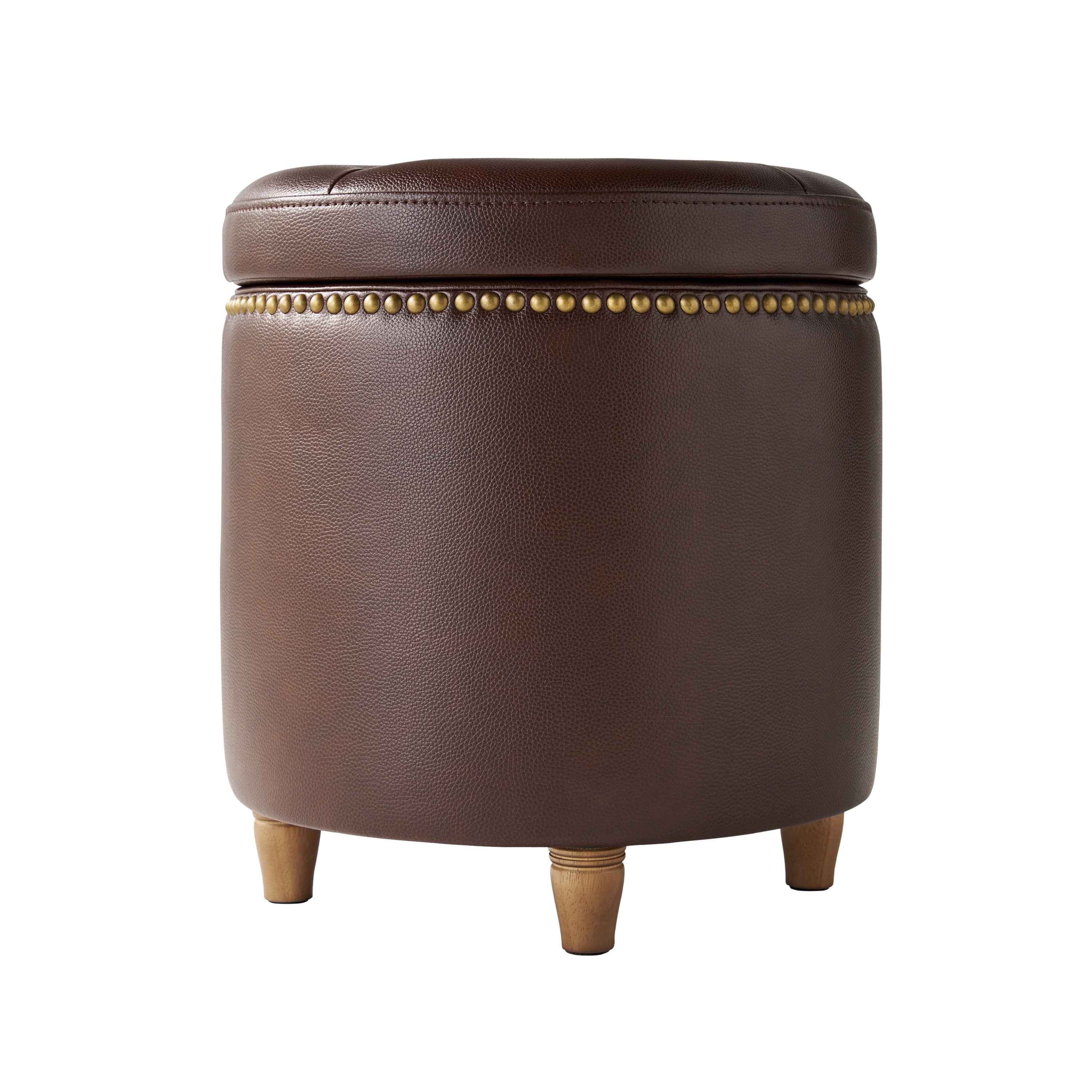 The Pioneer Woman Harper Round Storage Ottoman, Whiskey, 17.72 in