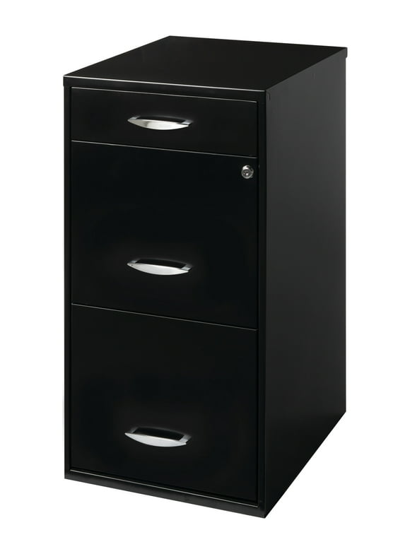 Space Solutions 3 Drawer Letter Width Vertical File Cabinet with Pencil Drawer, Black