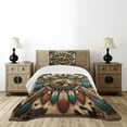 thumbnail image 4 of Ambesonne Rustic Quilted Bedspread Set 2 Pcs, Wild West Horse Feathers, Twin Size, Teal Dark Taupe Cinnamon, 4 of 5