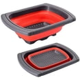 thumbnail image 1 of Colador plegable de 3,8 l con asas extensibles, ahorro de ritmo, drenaje rápido para trabajos de cocina, adecuado para la mayoría de tamaños de fregadero, rojo, 1 of 5