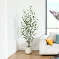 thumbnail image 2 of 6ft Artificial Eucalyptus Plant in Oval White Pot - Easy to Assemble and Disassemble, Perfect for Home or Office Decor, 2 of 5