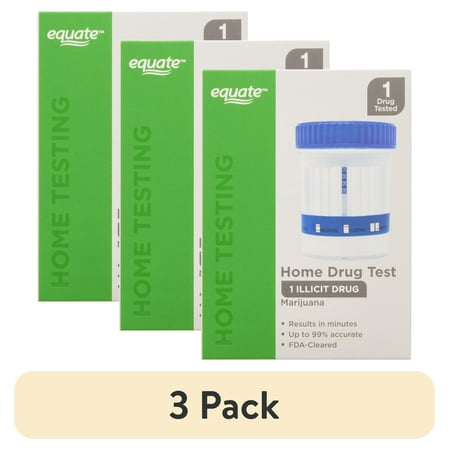 (3 pack) Equate 1 Panel At-Home Drug Test for Marijuana, 1 Urine Test