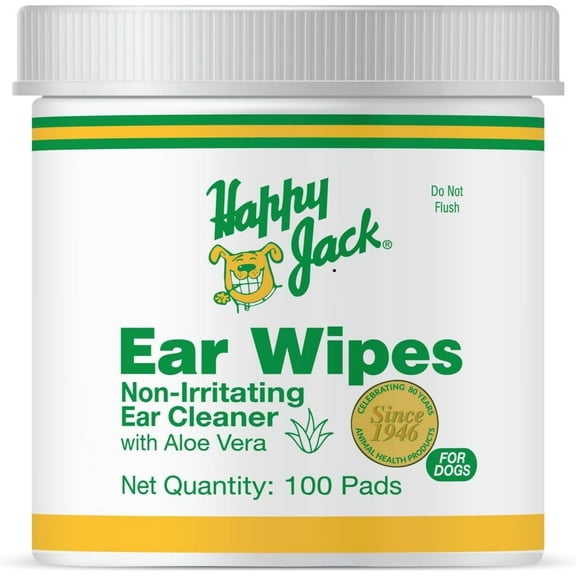 Happy Jack Ear Wipes for Dogs, Otitis Relief, Infections and Odor Control