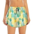 thumbnail image 2 of Xecao's Pineapples1 for a double-layer running short for women, perfect for gym, tennis, and more, featuring a convenient pocket., 2 of 9