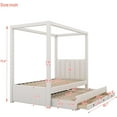 thumbnail image 2 of Twin Size Upholstery Canopy Platform Bed with Trundle and 3 Storage Drawers, Canopy Bed for Bedroom Guest Room, 2 of 7