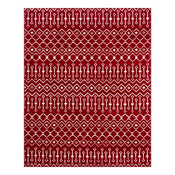 Unique Loom Moroccan Trellis Collection Area Rug - Mamounia (7' 10" x 10' Rectangle Red/Ivory)
