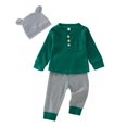 thumbnail image 1 of Gibobby Conjunto para bebé niña Camiseta de manga larga para niños y niñas,, Tops, pantalones a rayas, trajes para recién nacidos(Verde,3-6 Meses), 1 of 5
