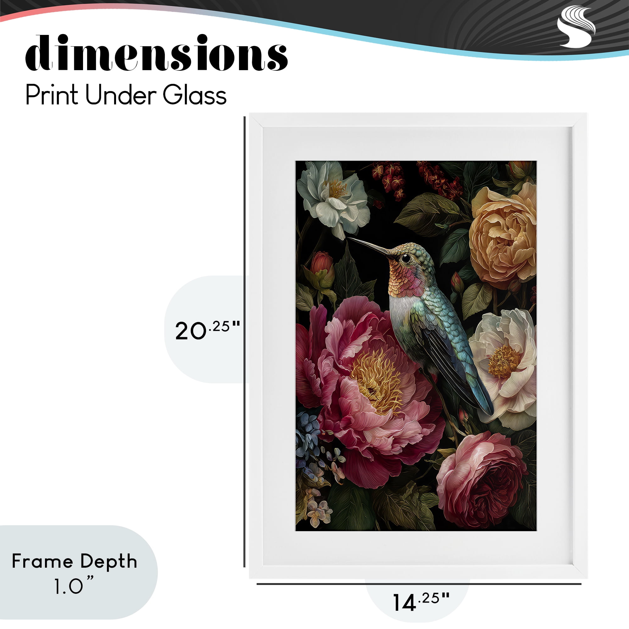 Stupell Industries Hummingbird & Lush Blooms White Framed Print Under Glass, design by The Wands Want