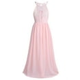 thumbnail image 2 of Hansber Kids Flower Girl Dress Halter Chiffon Long Party Junior Wedding Evening Prom Maxi Gown Dress Pearl Pink 6, 2 of 6