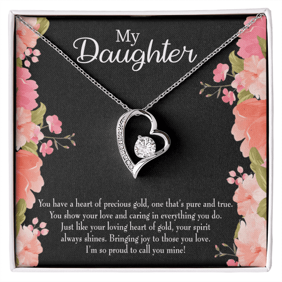 To My Daughter I'm so Proud to Call You Mine! Forever Necklace w Message Card