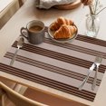 thumbnail image 3 of Brown Striped Placemats Set of 2 Vintage Rustic Simple Lines Texture Place Mats Indoor Wipeable Table Mats Washable Cloth Dining Table Placemats for Kitchen Holiday Party Home Decor 13x19 Inch, 3 of 9