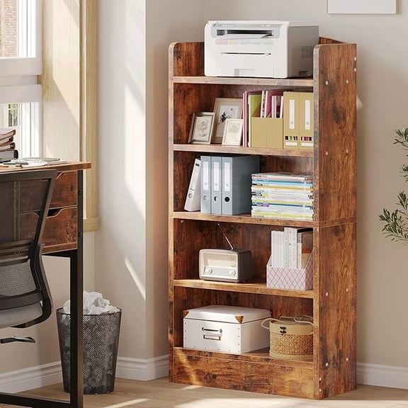 NEWSENDY Arched Top Open Bookcase, Freestanding Vertical Storage Shelf, High Weight Capacity Modern Display Rack for Adults, Ideal for Living Room, Home Office & Bedroom