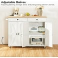 thumbnail image 4 of HOOBRO 43.3" Rolling Kitchen Island with Charging Station Kitchen Island Cart with Spice Rack and Hooks Kitchen Living Room White and Natural WN11UZD01, 4 of 9