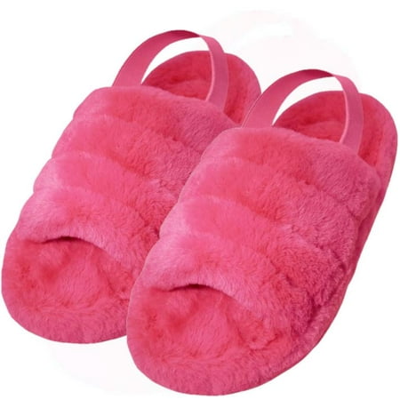 

Womens Slippers Soft and Fuzzy Plush Upper With Elastic Slingback Ladies House Slippers Sizes 6-11.