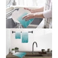thumbnail image 5 of Aqua Blue Geometric Kitchen Dish Towels for Drying Dishes Set of 4, Modern White Stripe Distortion Art Waffle Weave Microfiber Hand Tea Bathroom Towels Quick Dry & Absorbent Towel 15.7x23.6, 5 of 7