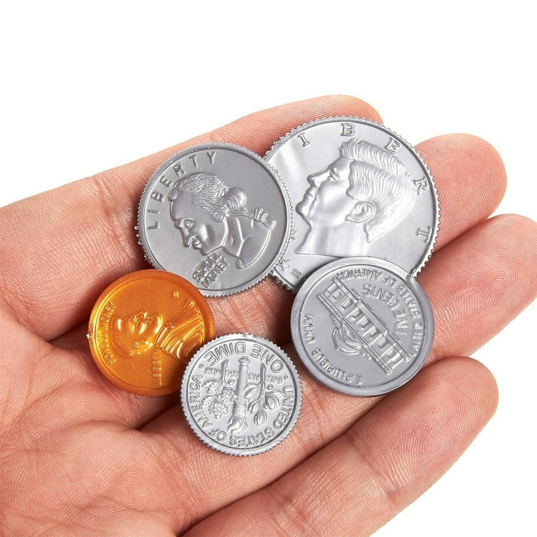 Pack of 250 Play Coin Set - Includes 10 Half-Dollars, 40 Quarters, 50  Dimes, 50 Nickels, 100 Pennies Fake Plastic Coins - Pretend Money - Great