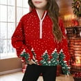 thumbnail image 2 of Lorytime Girls Sweatshirts with Thumb Holes Boys Christmas Tree Shirt Mock Neck Long Sleeve Half Zip Tops Pullover, 2 of 5