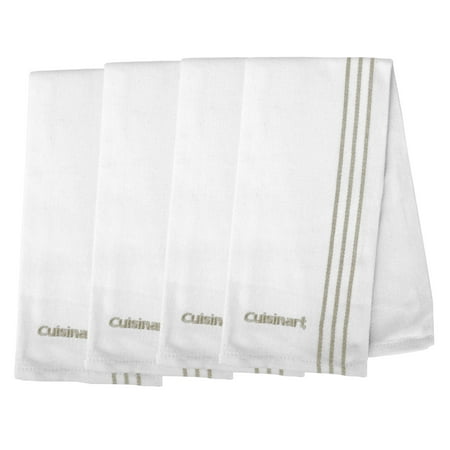 Cuisinart 100% Cotton Chef’s Towel w/ Embroidery, Super Absorbent Kitchen Towel, Tan- 4pk, Perfect for Drying Dishes & Hands, Machine Washable- 16” x 18”